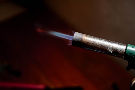 Lit Blowtorch with Blue Flame photo