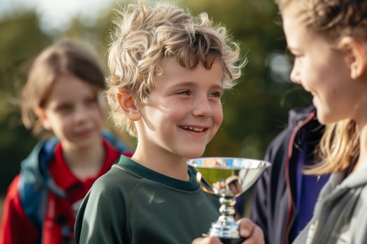 Children Celebrating Award Winning Day photo