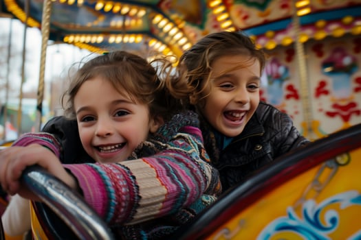 Two Happy Children Enjoying Ride photo