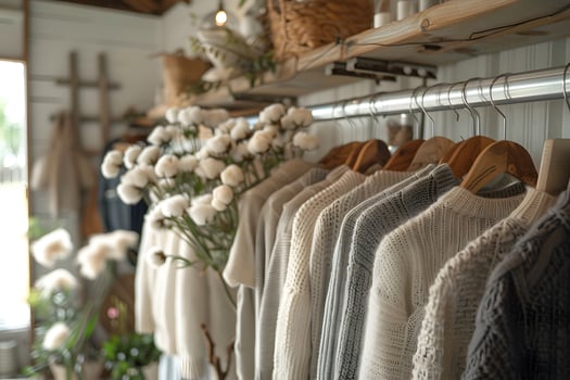 Many clothes hanging on a rack in a store photo