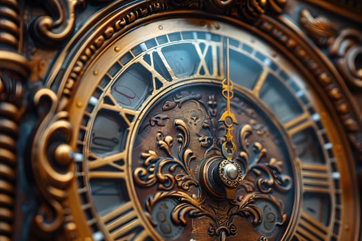 A close up of a clock with roman numerals photo