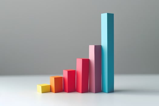 Colorful blocks stacked in bar chart form photo