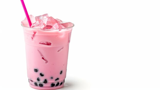 Asian popular pink cold summer bubble drink photo