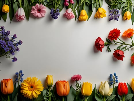 spring flowers frame decoration photo