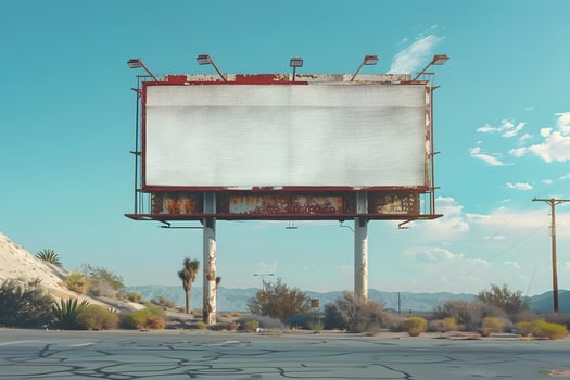 Billboard on a road with a sky background photo
