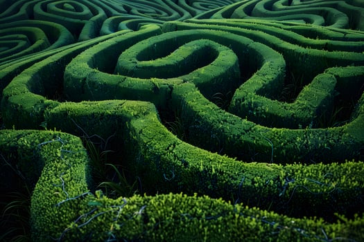 A maze with a bird at the center photo