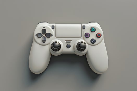 A white game controller on a gray surface photo