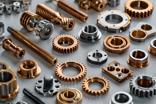 A close up of various metal components photo