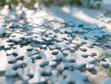 Realistic high resolution white puzzle pieces photo