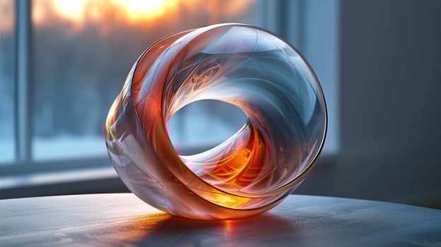 A 3D glass logo with a crystal-clear finish. photo