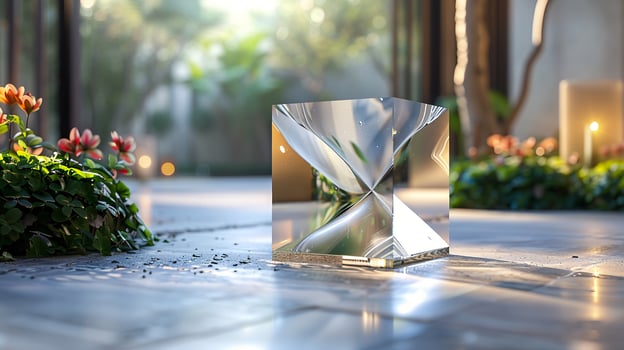 A 3D glass logo with a crystal-clear finish. photo