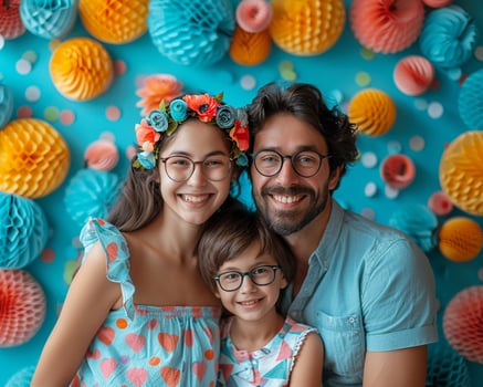 A creative collage template with family photos and colorful decorations