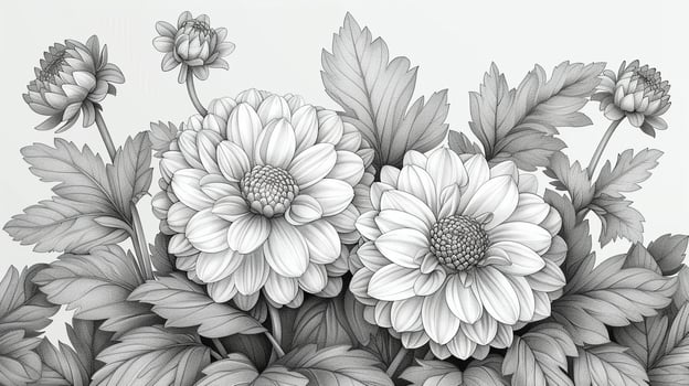A detailed outline drawing of flowers illustration photo