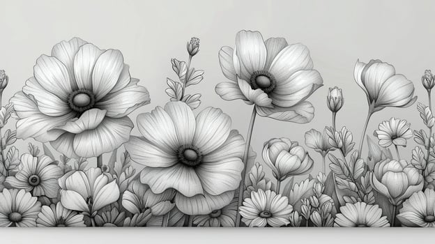 A detailed outline drawing of flowers illustration photo