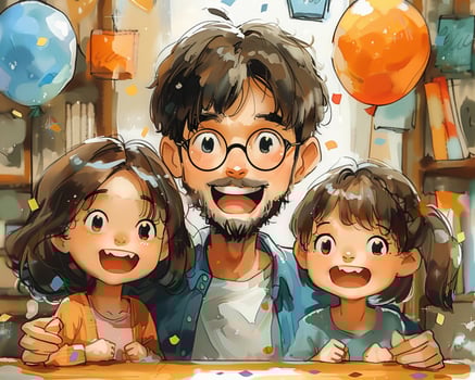A family celebrating a childs achievement. photo