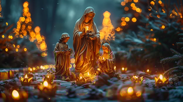 A family celebrating a religious holiday. photo