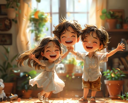 A family having a dance party at home. photo