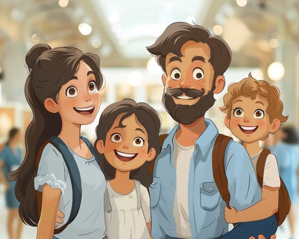 A family visiting a museum or cultural center. photo