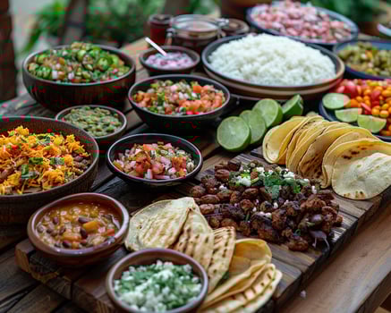 A table set with Mexican street food for a fiesta. photo
