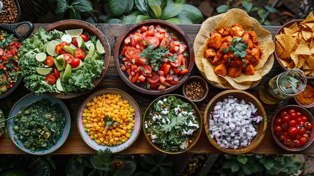 A table set with Mexican street food for a fiesta. photo