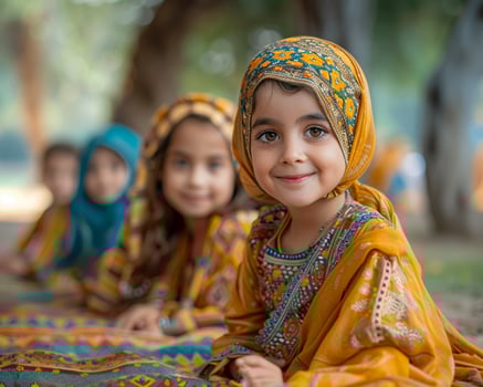 Children playing traditional games during Eid al Adha outdoor photo