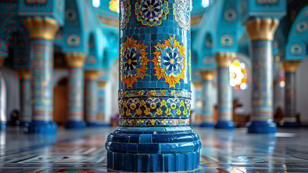 Intricate mosaic designs inside a mosque close-up photo