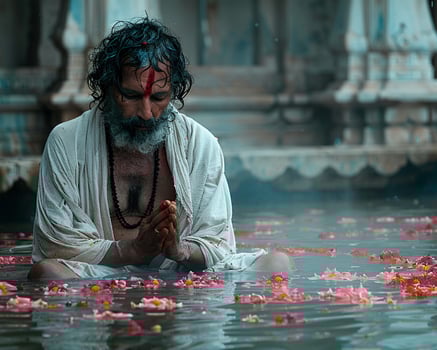 Man performing ablution before prayers medium shot photo