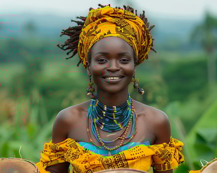 Woman in traditional attire performing a cultural dance photo