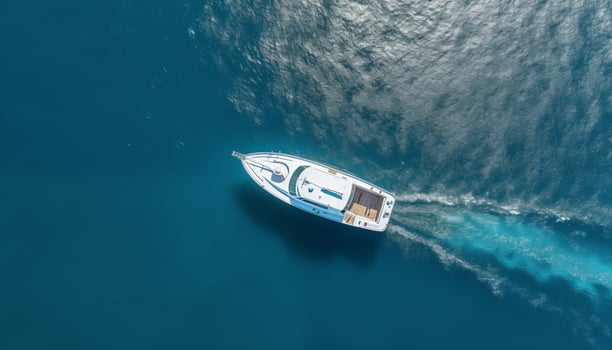 Aerial view of a boat on sea water photo