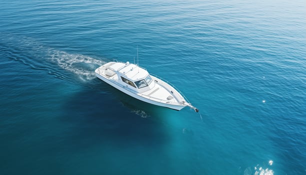 Aerial view of a boat on sea water photo