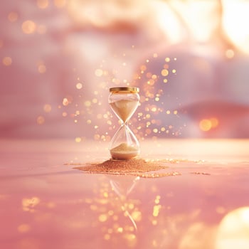 Hourglass on Pink Glitter Background photo
