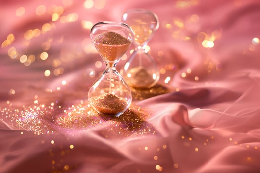 Gold Hourglass on Pink Glitter Background photo