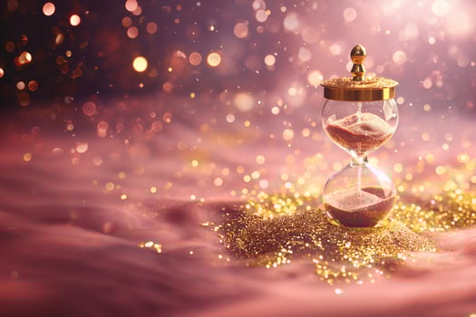 Hourglass on Pink Fabric With Glitter photo