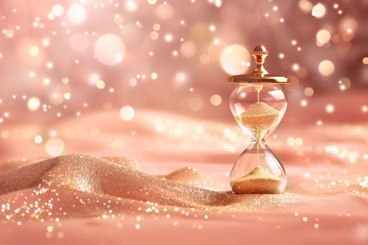 Gold Hourglass on Pink Glitter Background photo