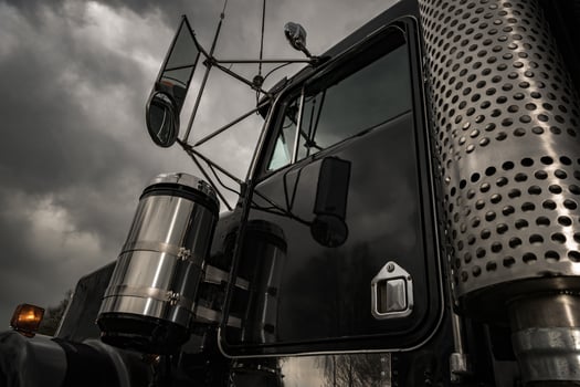 Black Semi-Truck Door and Exhaust photo