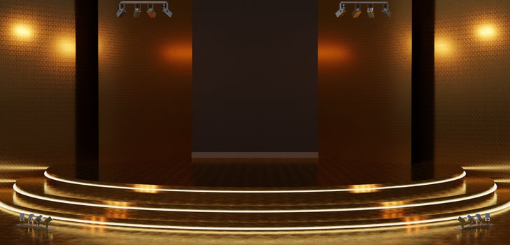 semicircular stage spotlight shines 3D illustration photo