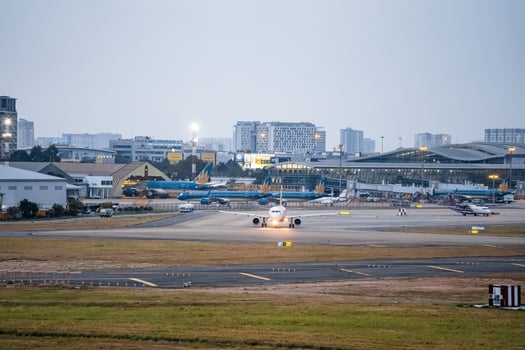 View of Tan Son Nhat airport in cloudy day photo
