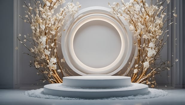 Beautiful decorative podium, white photo