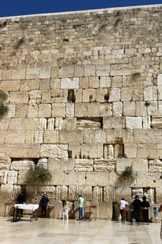 07 13 2023 Jerusalem Israel. The Western Wall is part of the ancient wall around the western slope of the Temple Mount in the Old City of Jerusalem. photo