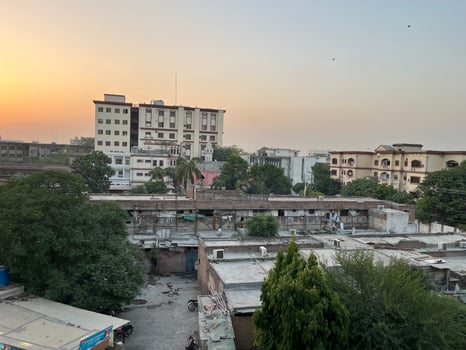 High angle view of hospital buildings in Lahore, Pakistan on May 31, 2024. photo