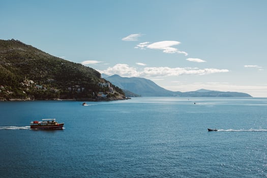 Amazing view of Dubrovnik and the sea in a sunny day. Travel destination in Croatia. photo