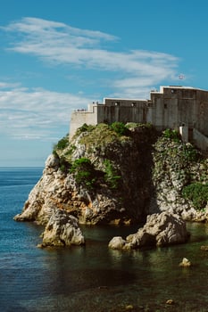 Amazing view of Dubrovnik old town and the sea. Travel destination in Croatia. photo