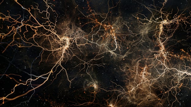 The intimate connection between two neurons linked by a complex network of synapses photo