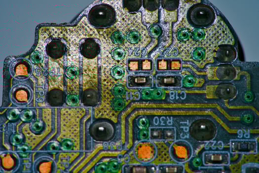 a close up of a circuit board with many different components photo