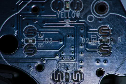 a close up of a circuit boards photo
