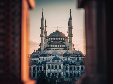 Beautiful sunrise At Putra Mosque. . photo