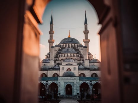 Beautiful sunrise At Putra Mosque. . photo