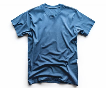 Blue Short Sleeve T-Shirt Laid Flat on White Background photo