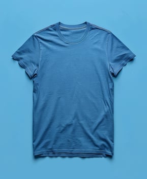 Blue Crew Neck T-Shirt on Blue Background photo