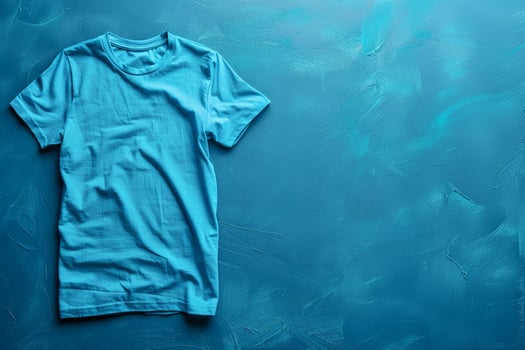 Blue T-Shirt Laid Flat on a Teal Background photo